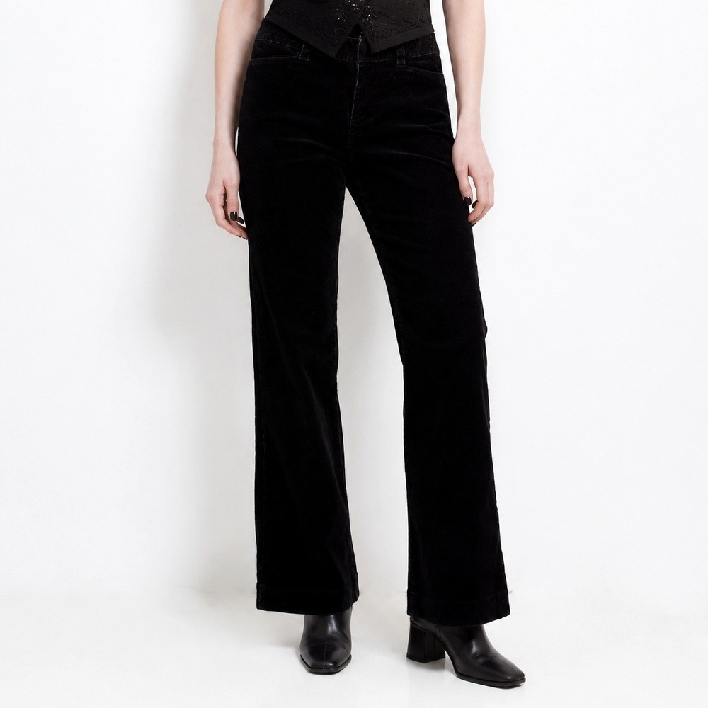 Vintage Ralph Lauren Corduroy Pants Womens 6 Black Bootcut Mid Rise Y2k Blue Lab